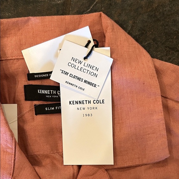 Kenneth Cole Men's Pink Casual Button Down Shirt, linen blend - Picture 6 of 7